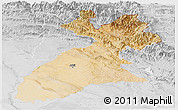 Satellite Panoramic Map of Arbil, lighten, desaturated