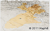 Satellite Panoramic Map of Arbil, lighten, semi-desaturated