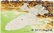 Shaded Relief Panoramic Map of Arbil, physical outside