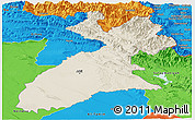 Shaded Relief Panoramic Map of Arbil, political outside