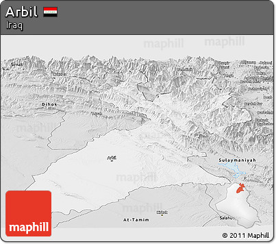 Silver Style Panoramic Map of Arbil