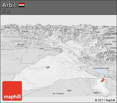 Silver Style Panoramic Map of Arbil