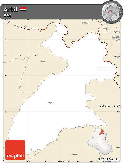 Classic Style Simple Map of Arbil