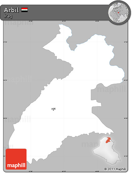 Gray Simple Map of Arbil, single color outside