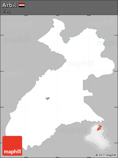 Gray Simple Map of Arbil, single color outside