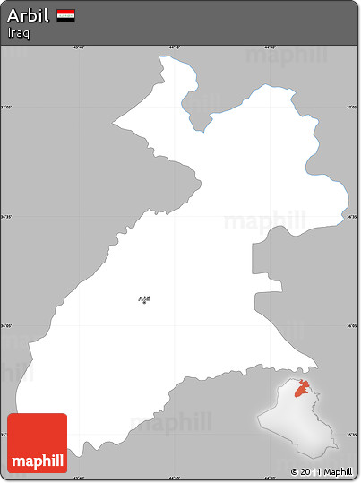 Gray Simple Map of Arbil, single color outside