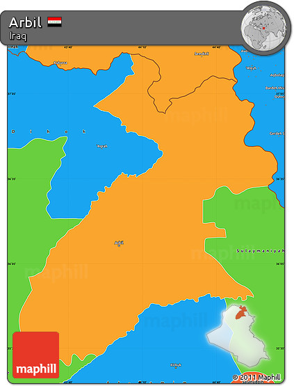 Political Simple Map of Arbil
