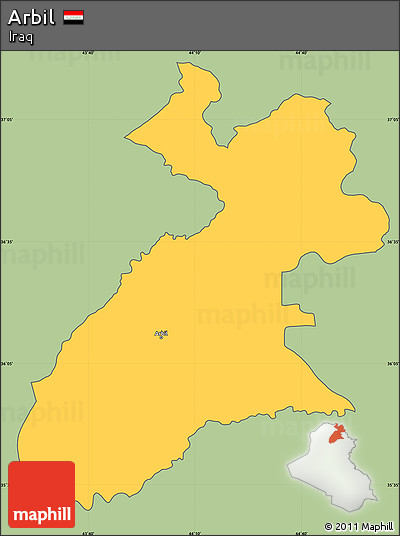 Savanna Style Simple Map of Arbil, cropped outside