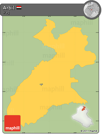 Savanna Style Simple Map of Arbil, single color outside