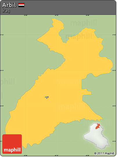 Savanna Style Simple Map of Arbil, single color outside