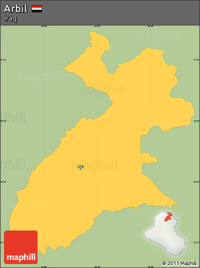 Savanna Style Simple Map of Arbil, single color outside