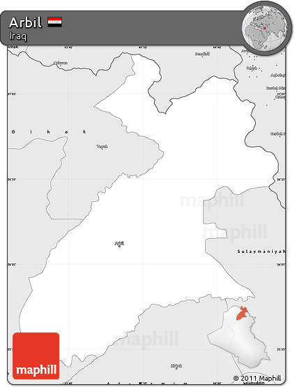 Silver Style Simple Map of Arbil