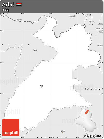 Silver Style Simple Map of Arbil