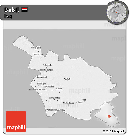 Gray 3D Map of Babil, single color outside