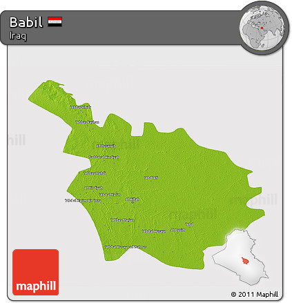 Physical 3D Map of Babil, cropped outside