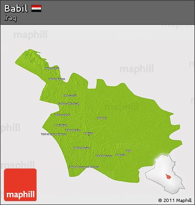 Physical 3D Map of Babil, cropped outside
