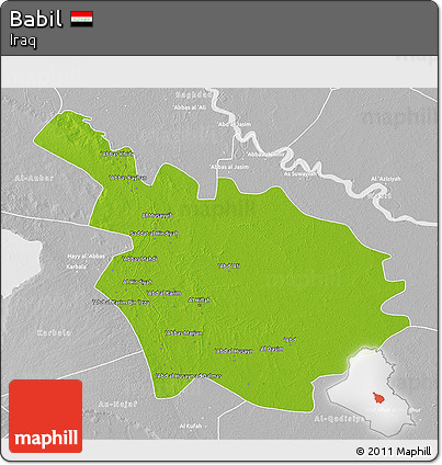 Physical 3D Map of Babil, lighten, desaturated