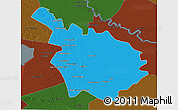 Political 3D Map of Babil, darken