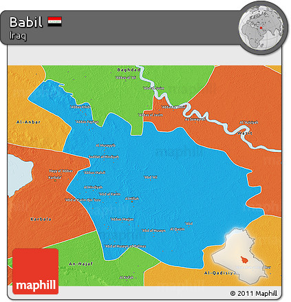 Political 3D Map of Babil