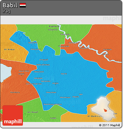 Political 3D Map of Babil