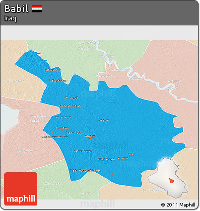 Political 3D Map of Babil, lighten