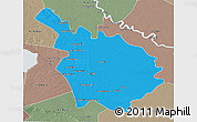 Political 3D Map of Babil, semi-desaturated