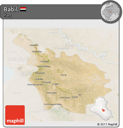 Satellite 3D Map of Babil, lighten