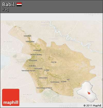 Satellite 3D Map of Babil, lighten