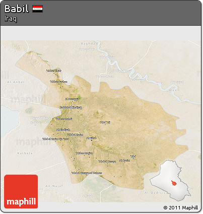 Satellite 3D Map of Babil, lighten