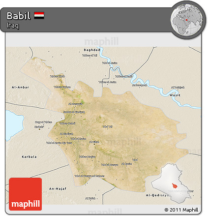 Satellite 3D Map of Babil, shaded relief outside
