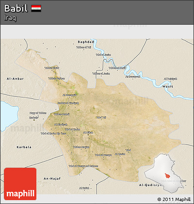 Satellite 3D Map of Babil, shaded relief outside