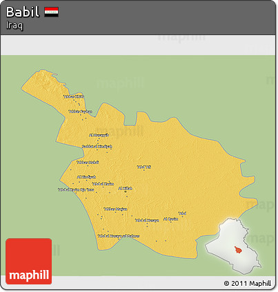 Savanna Style 3D Map of Babil, single color outside