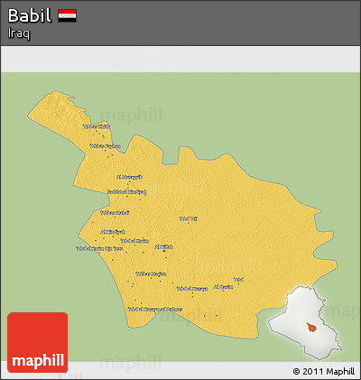 Savanna Style 3D Map of Babil, single color outside