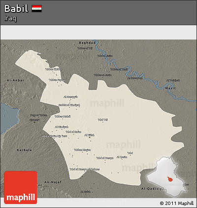 Shaded Relief 3D Map of Babil, darken