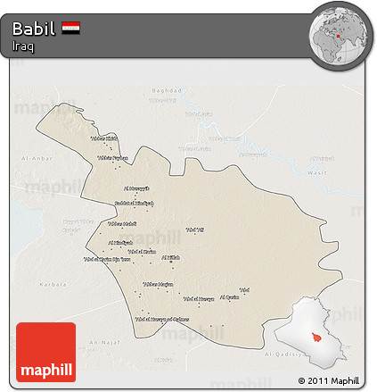 Shaded Relief 3D Map of Babil, lighten