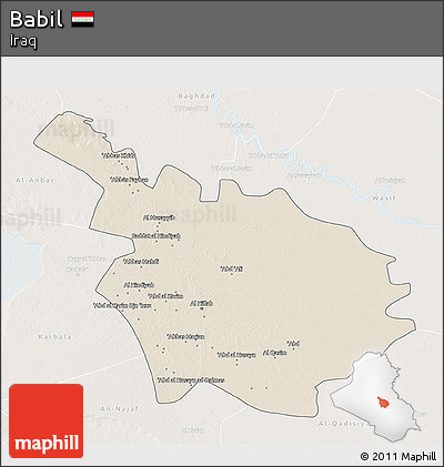 Shaded Relief 3D Map of Babil, lighten