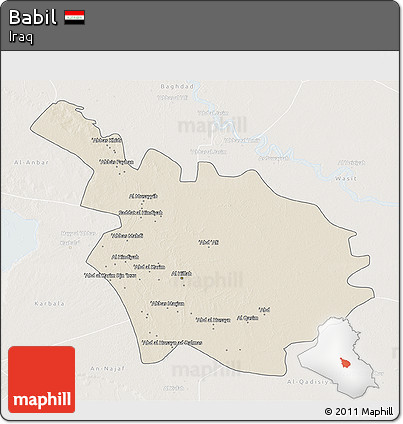 Shaded Relief 3D Map of Babil, lighten