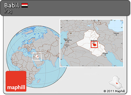 Gray Location Map of Babil, highlighted country, within the entire country