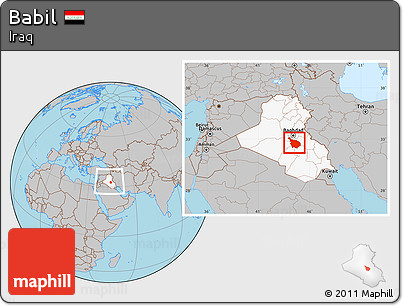 Gray Location Map of Babil, highlighted country, within the entire country