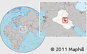 Gray Location Map of Babil, highlighted country, within the entire country