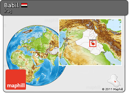 Physical Location Map of Babil, highlighted country, within the entire country