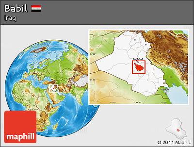 Physical Location Map of Babil, highlighted country