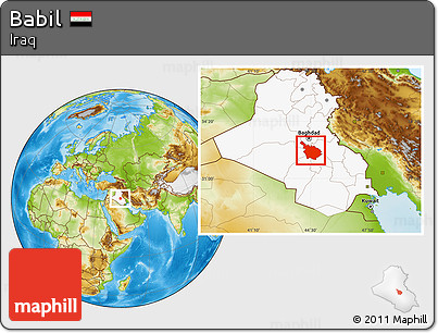 Physical Location Map of Babil, highlighted country