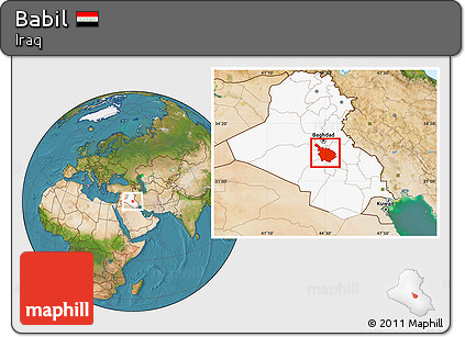 Satellite Location Map of Babil, highlighted country