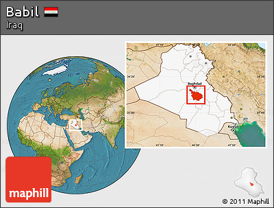 Satellite Location Map of Babil, highlighted country