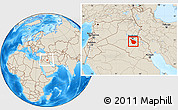 Shaded Relief Location Map of Babil, within the entire country