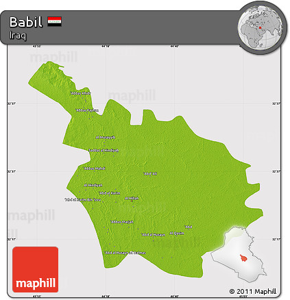 Physical Map of Babil, cropped outside