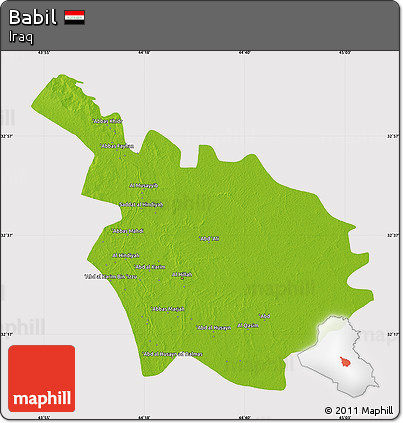 Physical Map of Babil, cropped outside