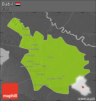Physical Map of Babil, darken, desaturated