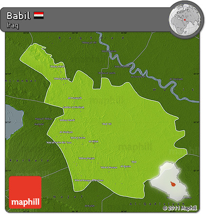 Physical Map of Babil, darken